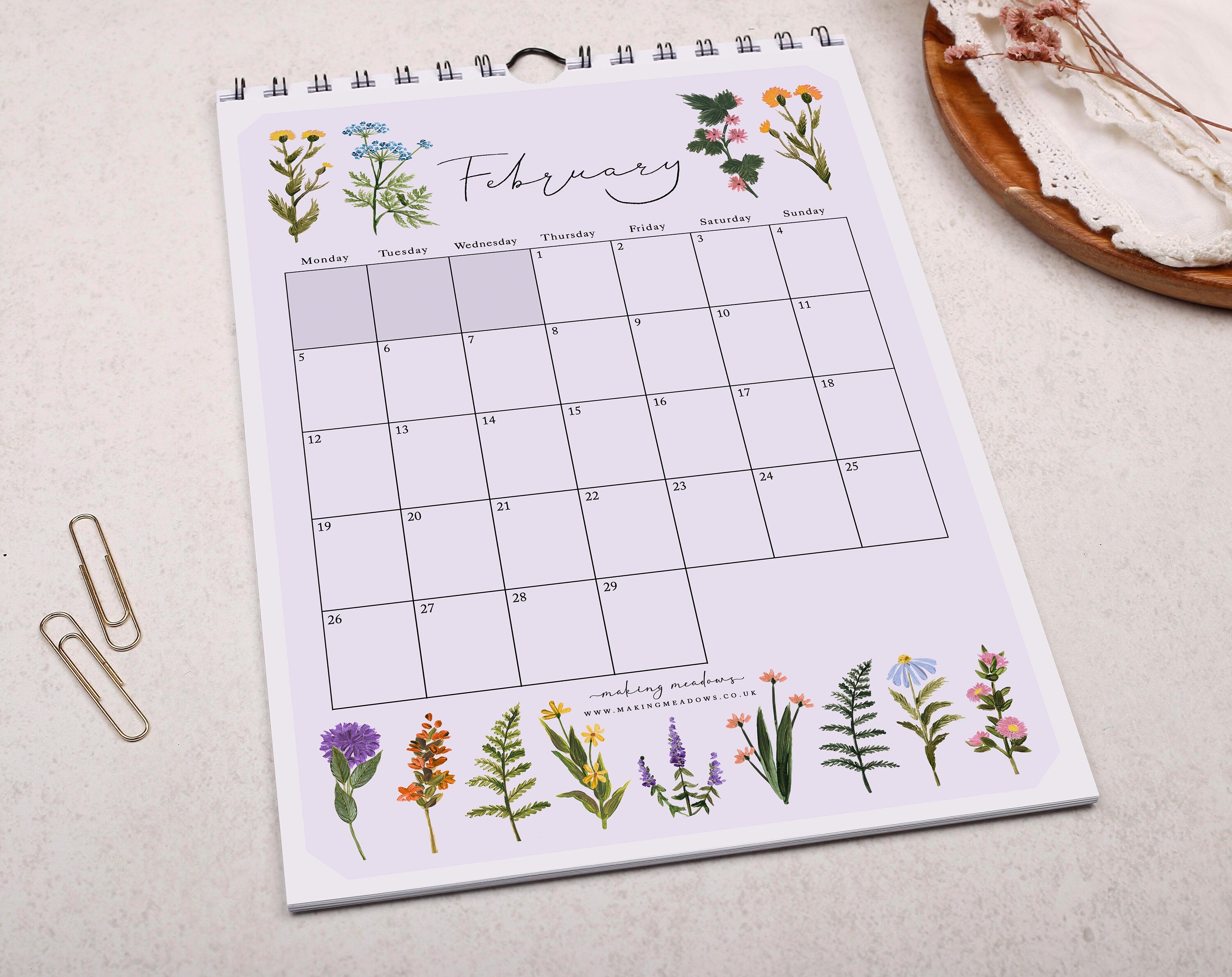 2024 Floral and Botanical Wall Calendar