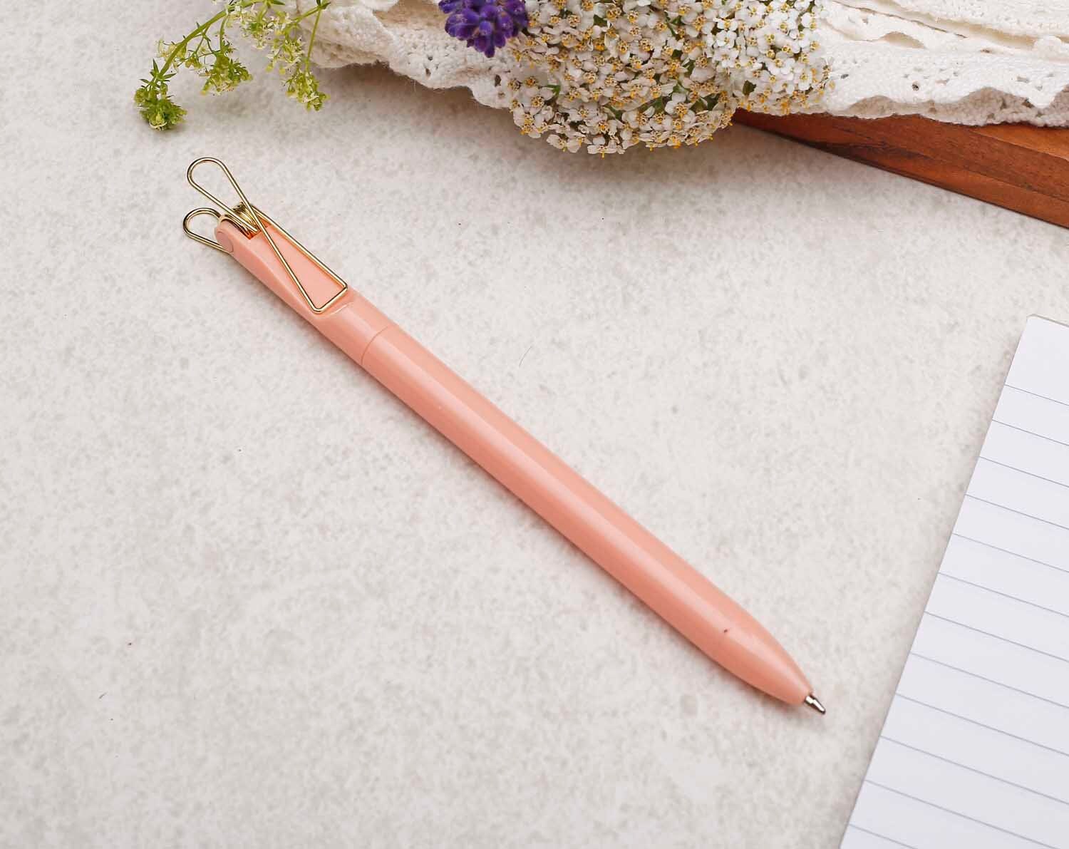 Peach Ballpoint Pen With Gold Clip
