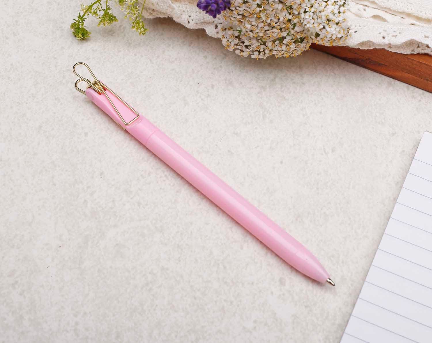 Pink Ballpoint Pen With Gold Clip