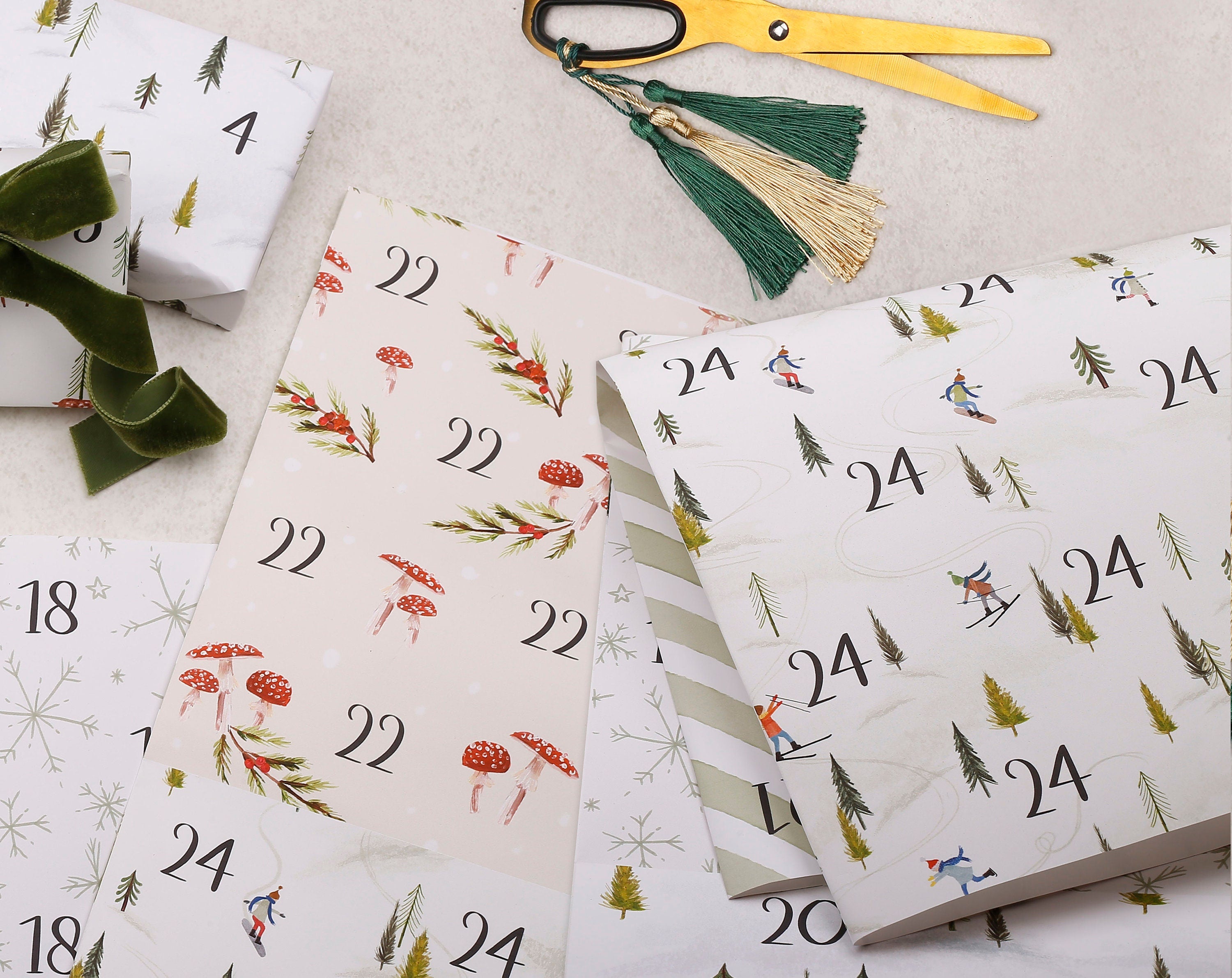 Christmas Advent Calendar Wrapping Paper Kit