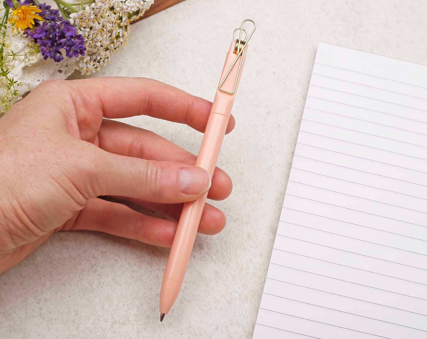 Peach Ballpoint Pen With Gold Clip