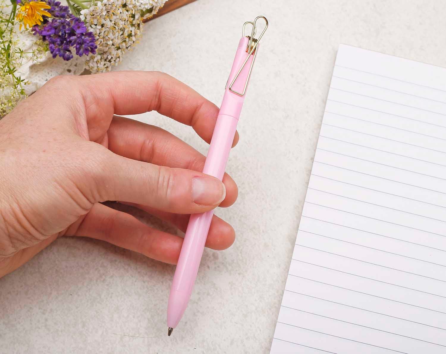 Pink Ballpoint Pen With Gold Clip