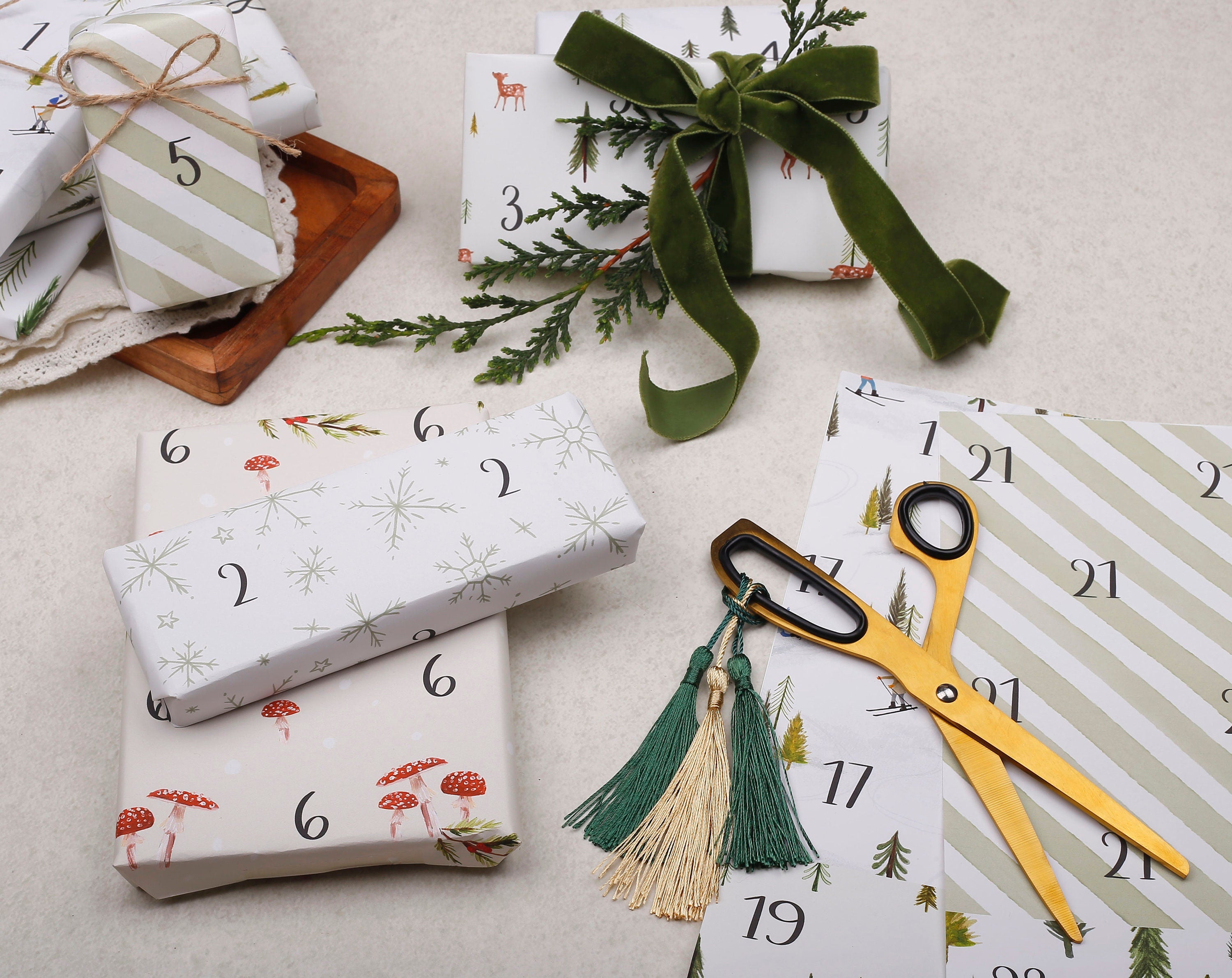 Christmas Advent Calendar Wrapping Paper Kit