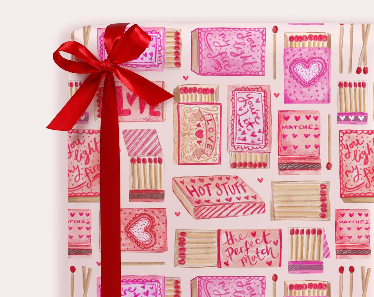 Matchbox Pun Gift Wrapping Paper for Her Or Him