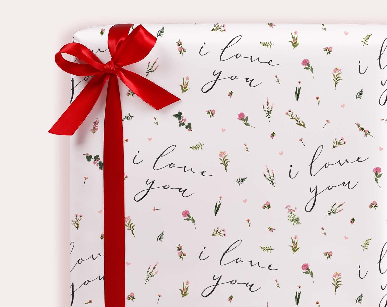Floral 'I Love You' Gift Wrapping Paper for Her Or Him