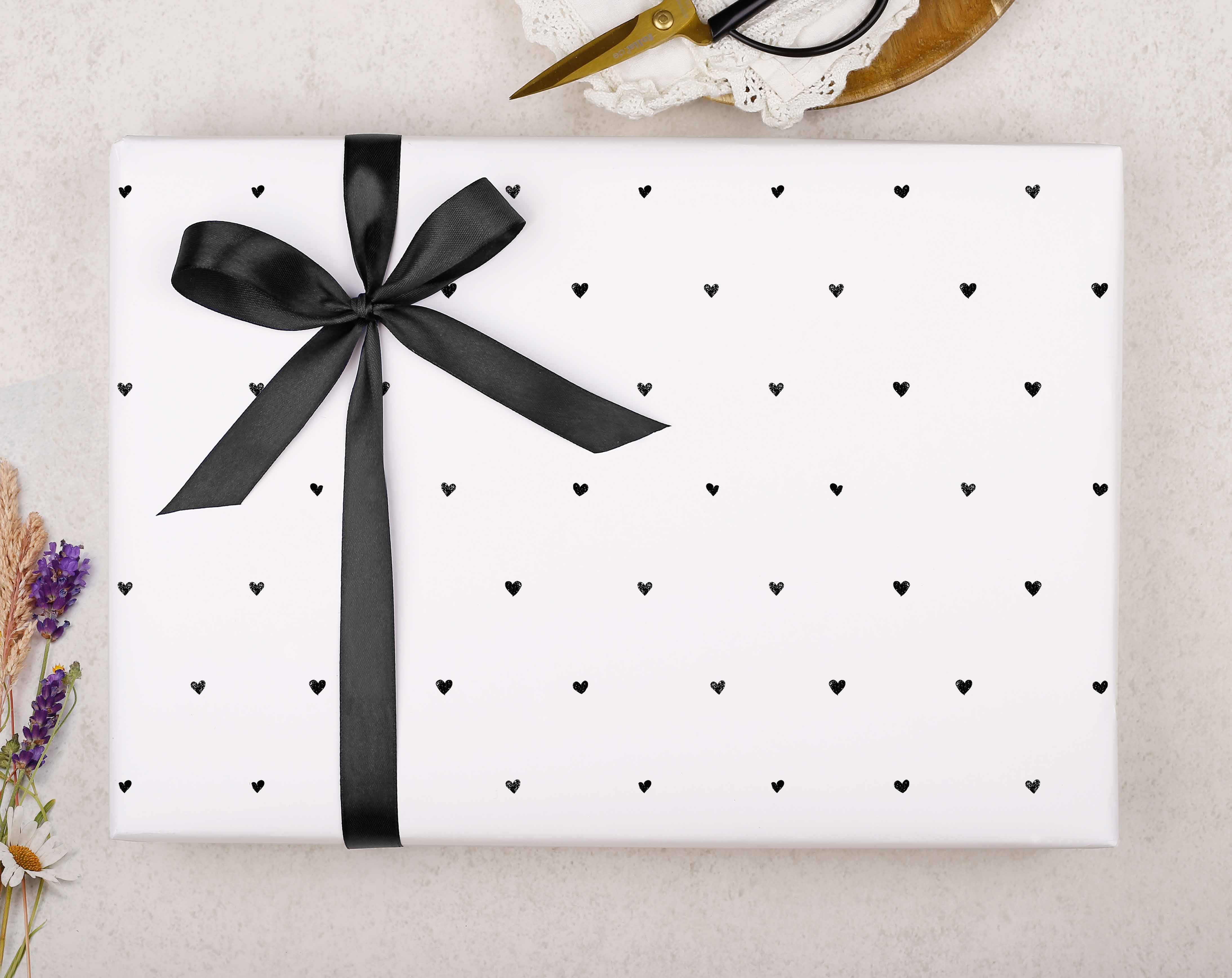 Black Heart Valentine Wrapping Paper