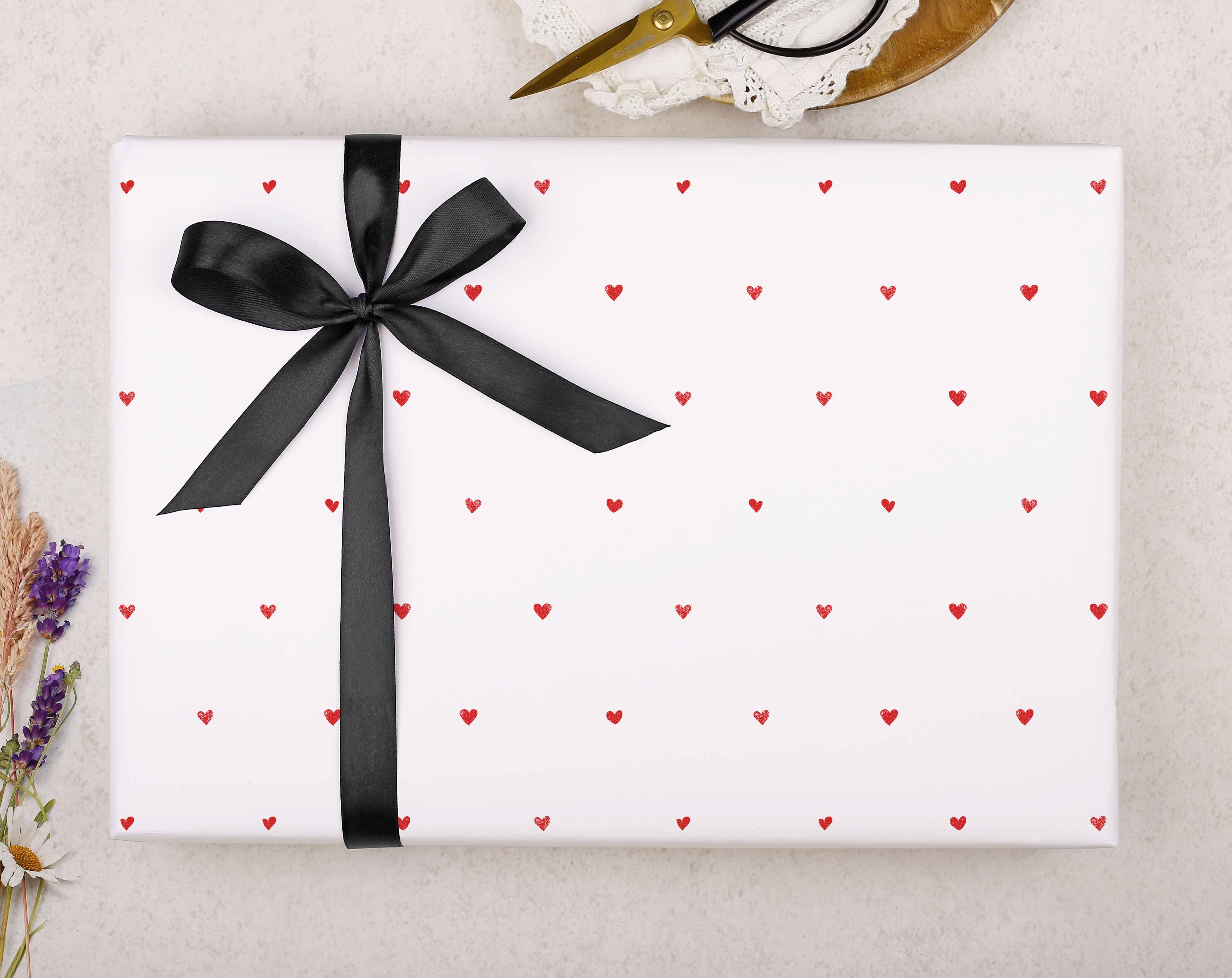 Red Heart Valentine Wrapping Paper