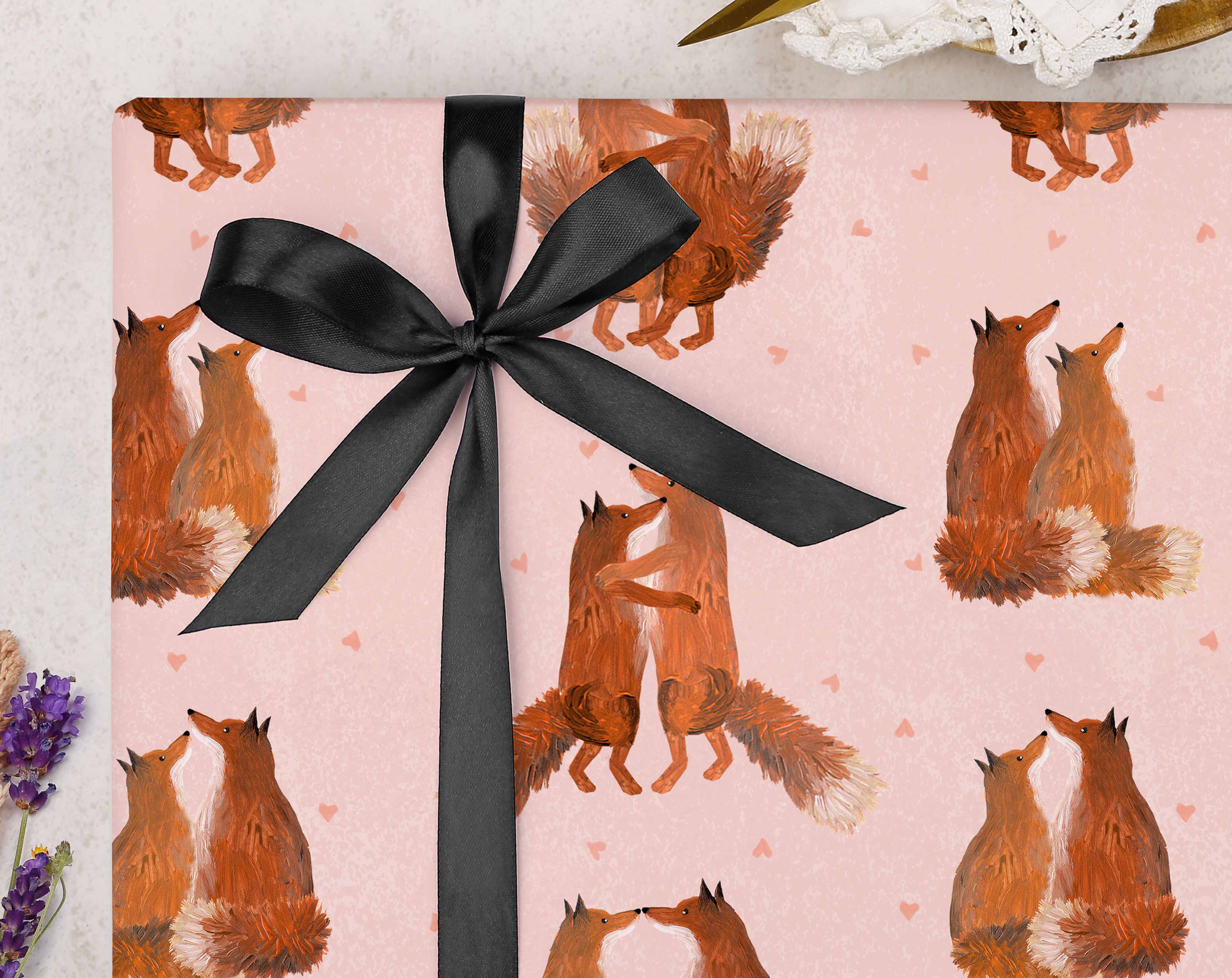 Fox Valentine Wrapping Paper
