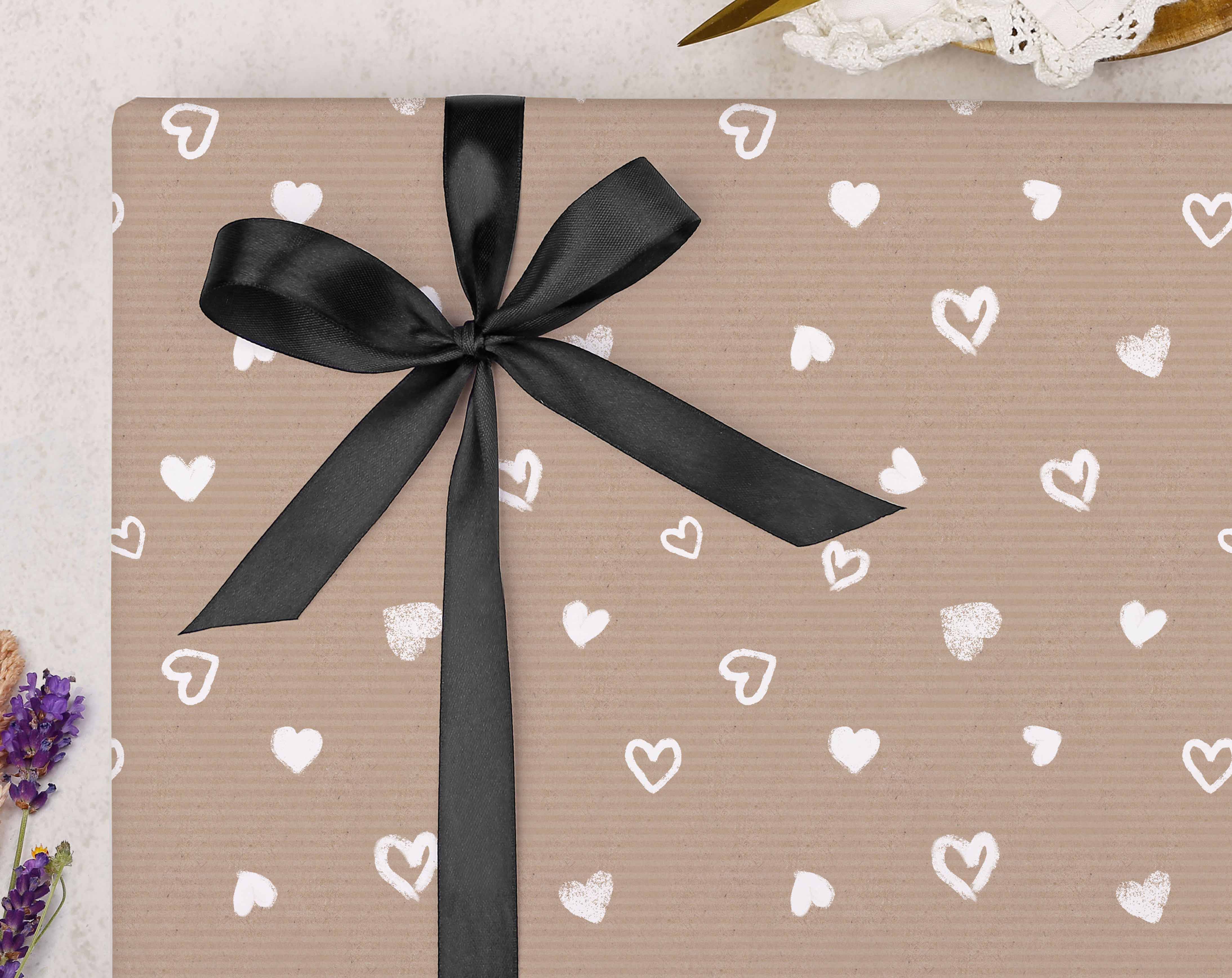 Kraft Heart Valentine Wrapping Paper