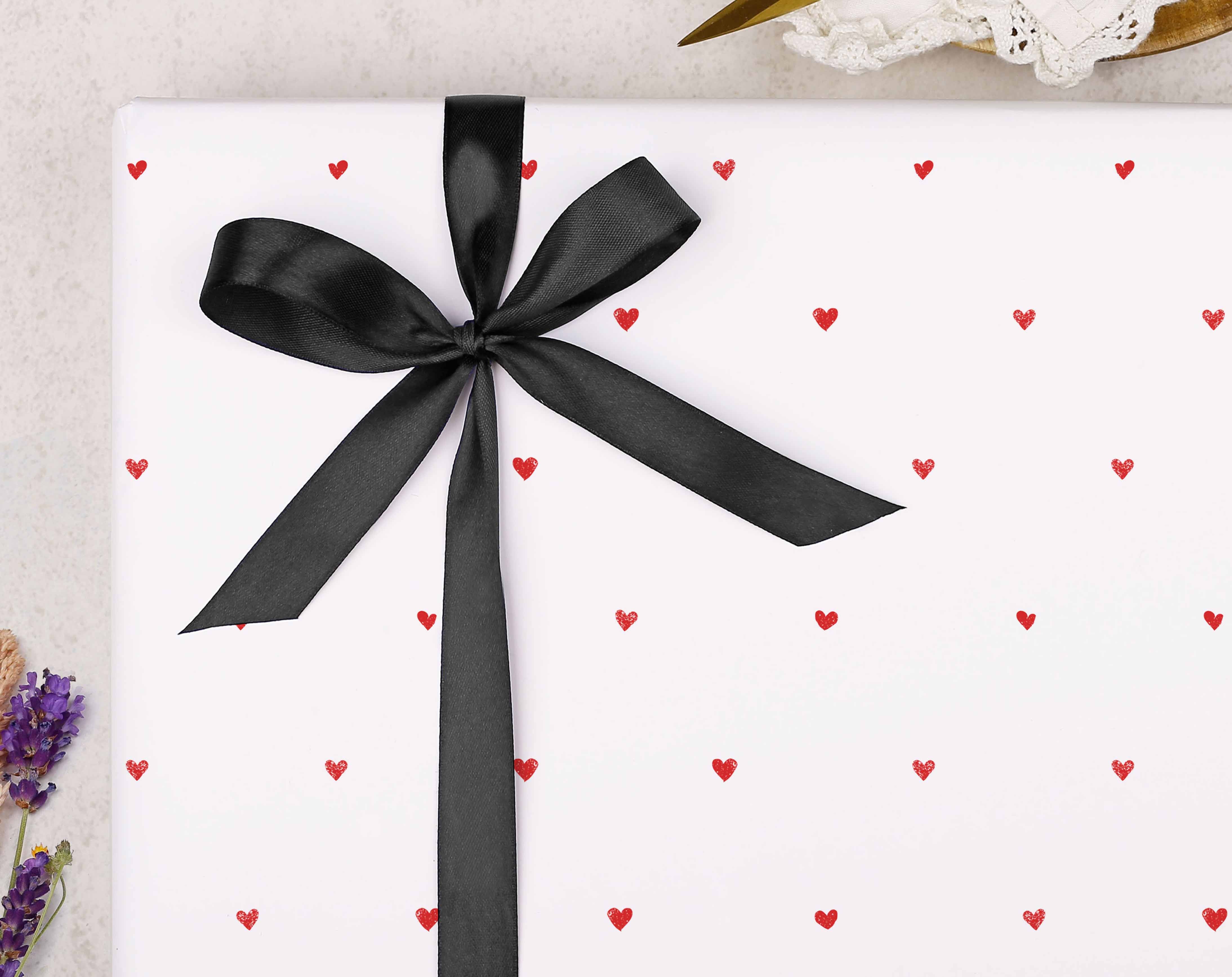 Red Heart Valentine Wrapping Paper