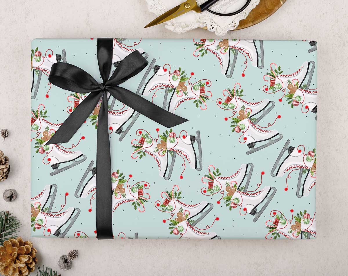 Christmas Vintage Skates Wrapping Paper