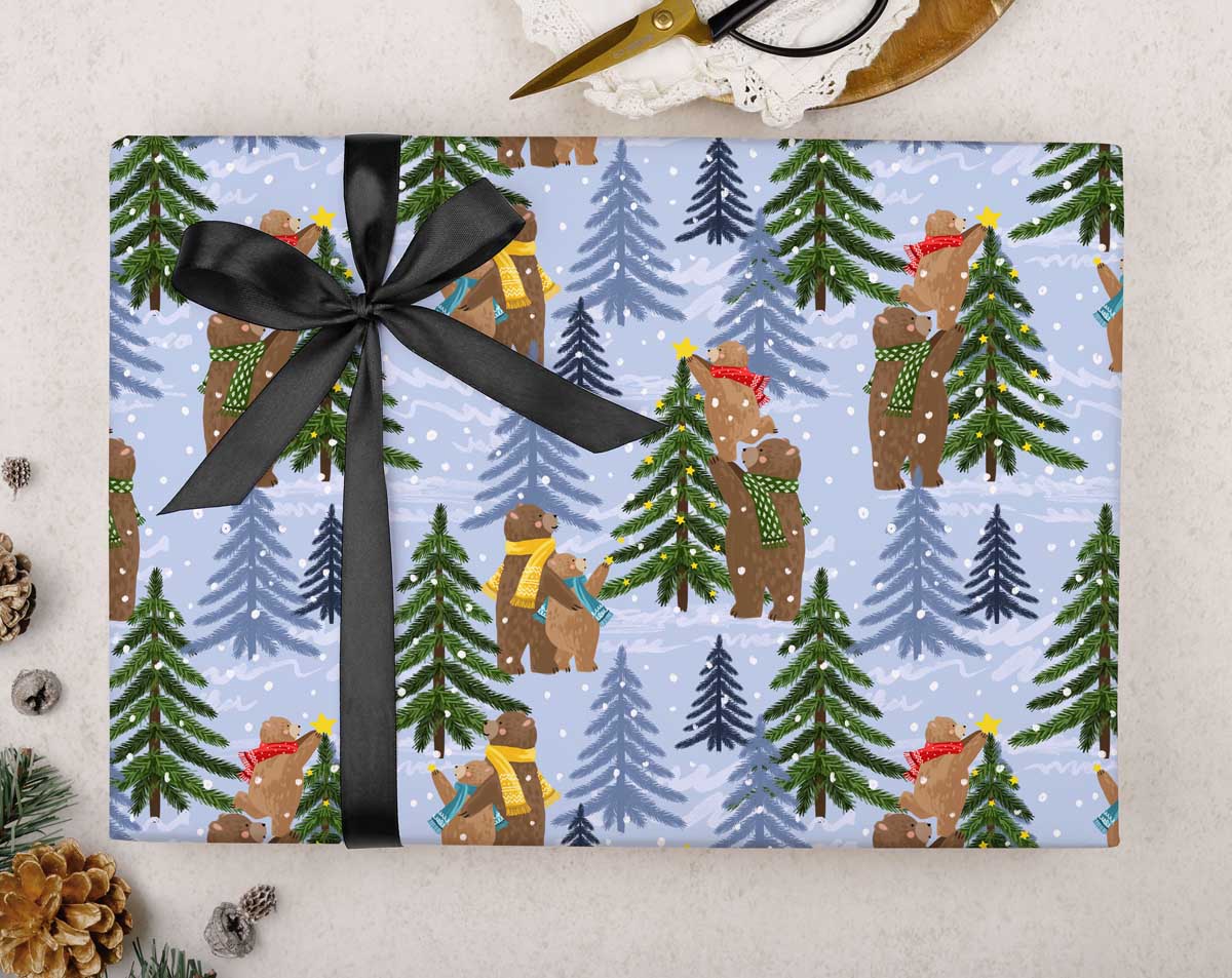 Christmas bear wrapping paper