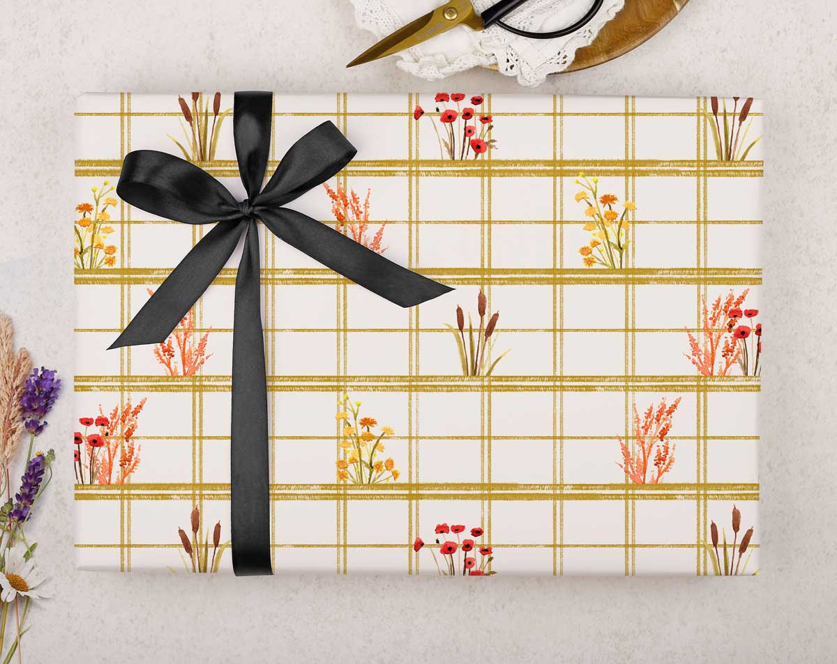 Mustard Checked Wrapping Paper