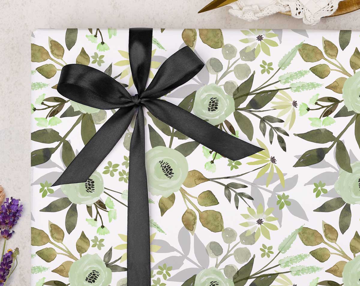 Green Floral Wrapping Paper